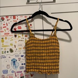 Yellow and Black plaid cropped tank top
